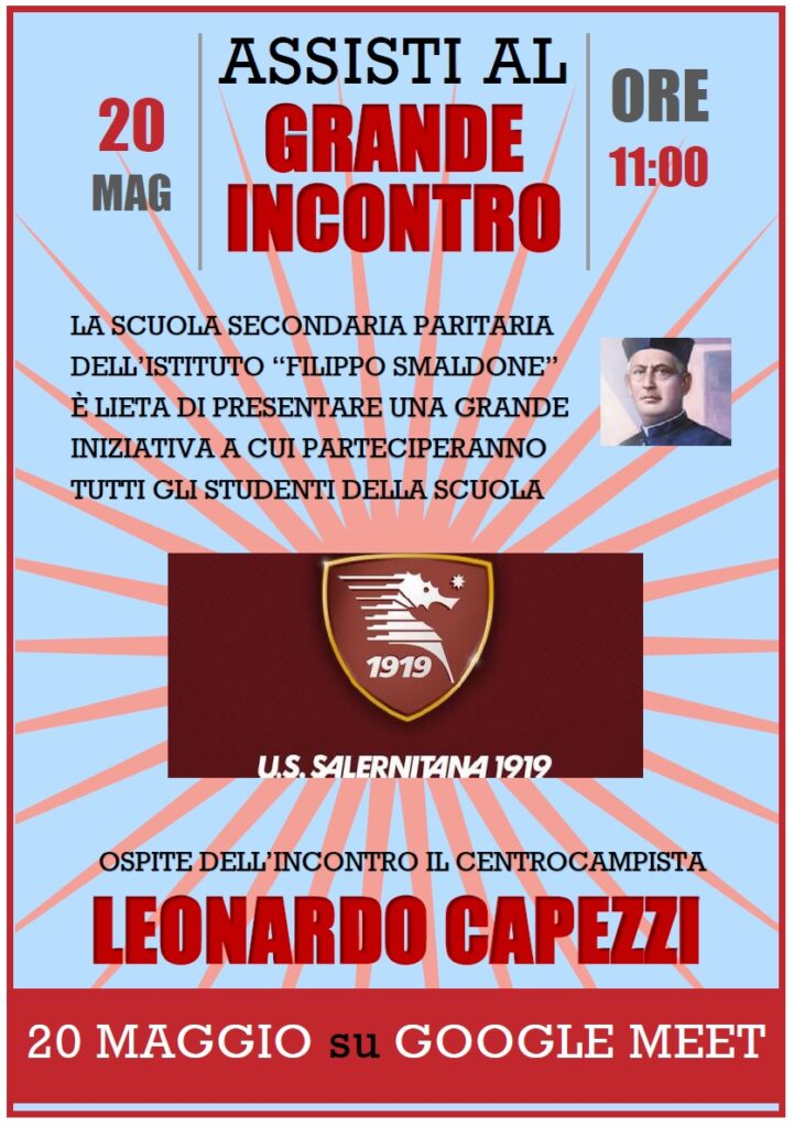 Volantino incontro studenti con giocatori della Salernitana.